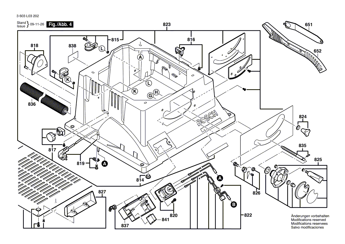 для настольной циркулярной пилы Bosch PTS 10 230 V 3603L03202, деталировка 4