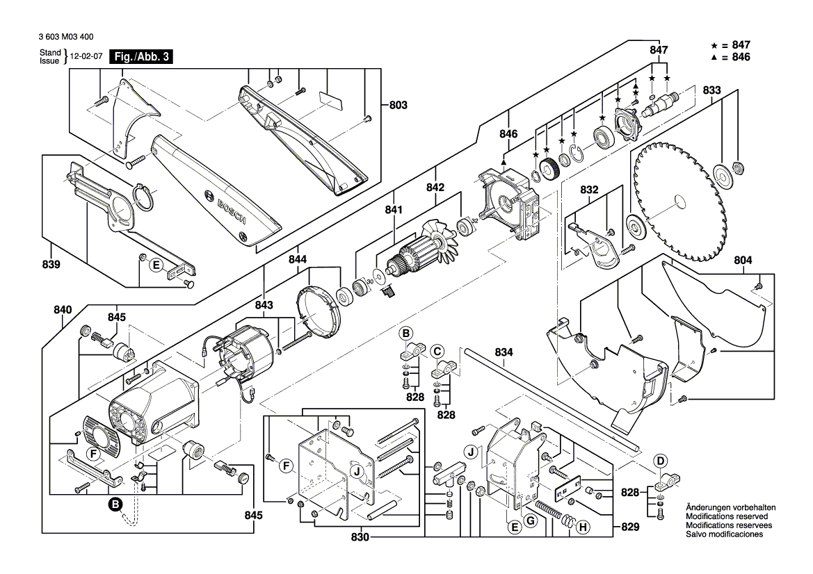 для настольной циркулярной пилы Bosch PTS 10 230 V 3603M03400, деталировка 3