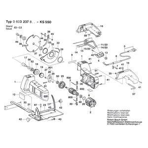 для ручной циркуляной пилы Bosch KS 550 220 V 0603237803, деталировка 1