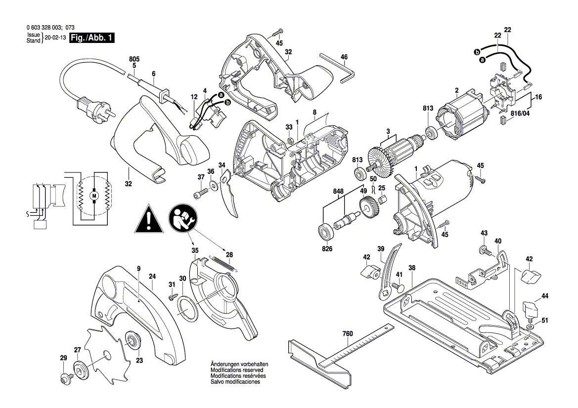 для ручной циркуляной пилы Bosch PKS 40 230 V 0603328003, деталировка 1