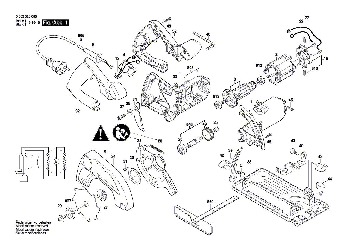 для ручной циркуляной пилы Bosch PKS 40 230 V 0603328080, деталировка 1