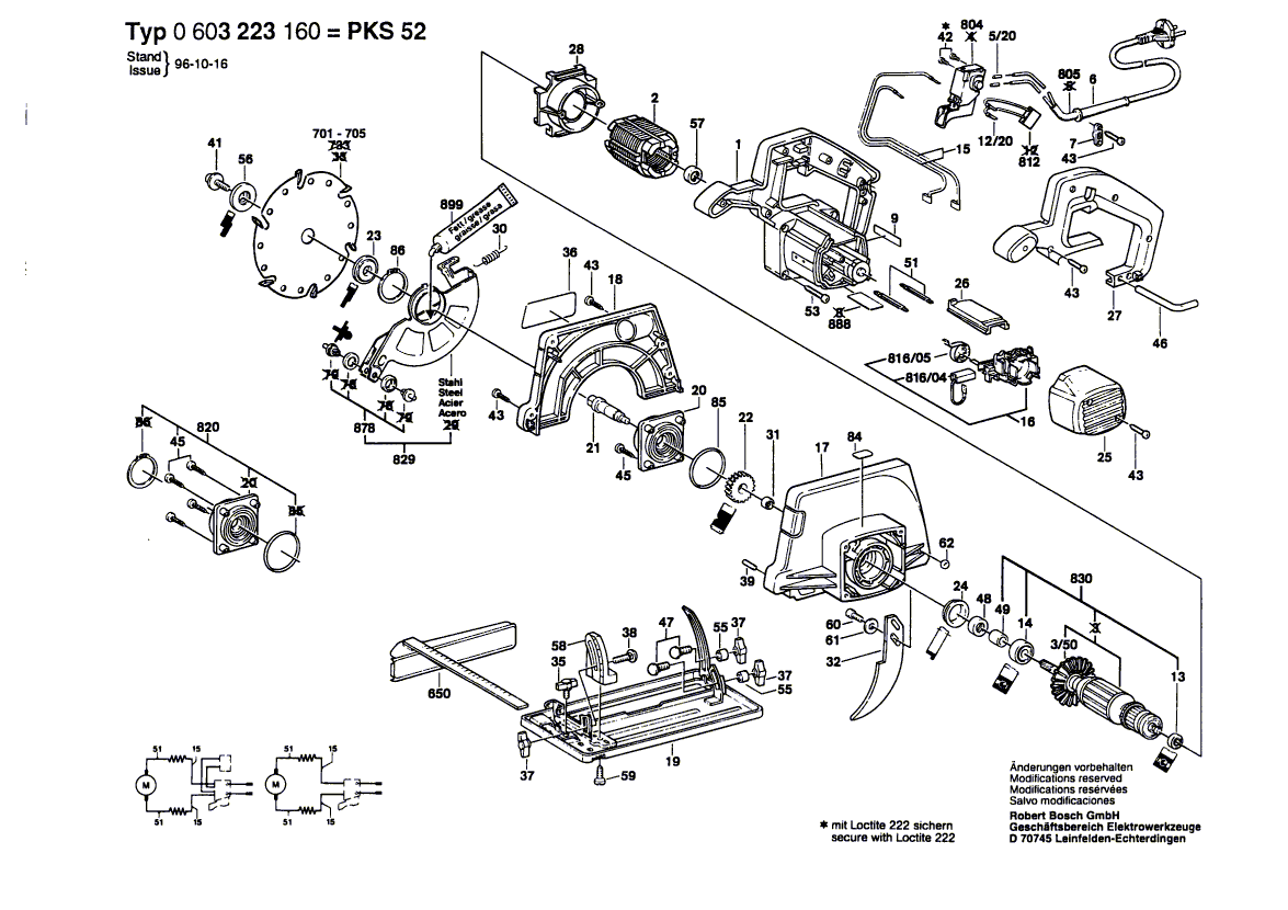 для ручной циркуляной пилы Bosch PKS 52 230 V 0603223160, деталировка 1