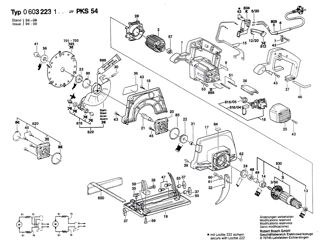 для ручной циркуляной пилы Bosch PKS 54 230 V 0603223307, деталировка 1