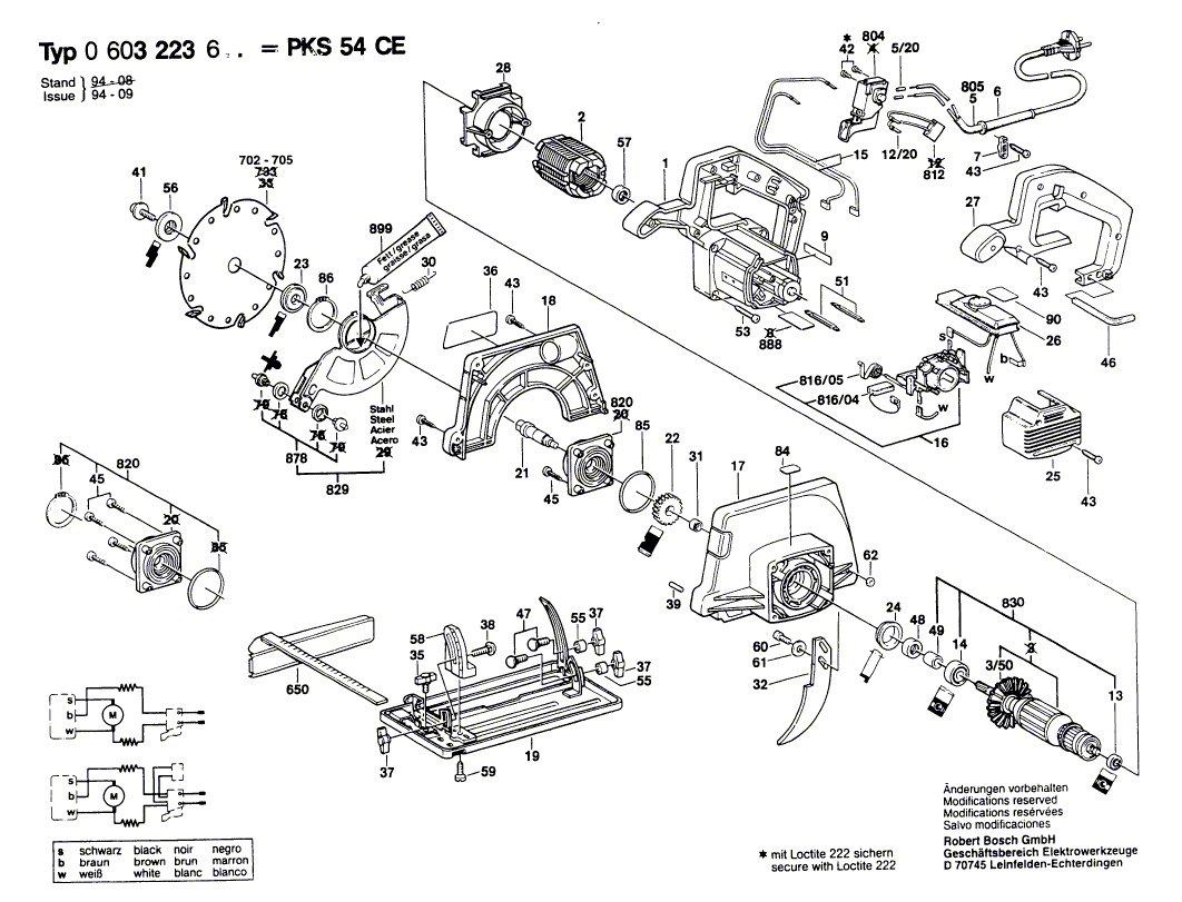 для ручной циркуляной пилы Bosch PKS 54 CE 230 V 0603223603, деталировка 1