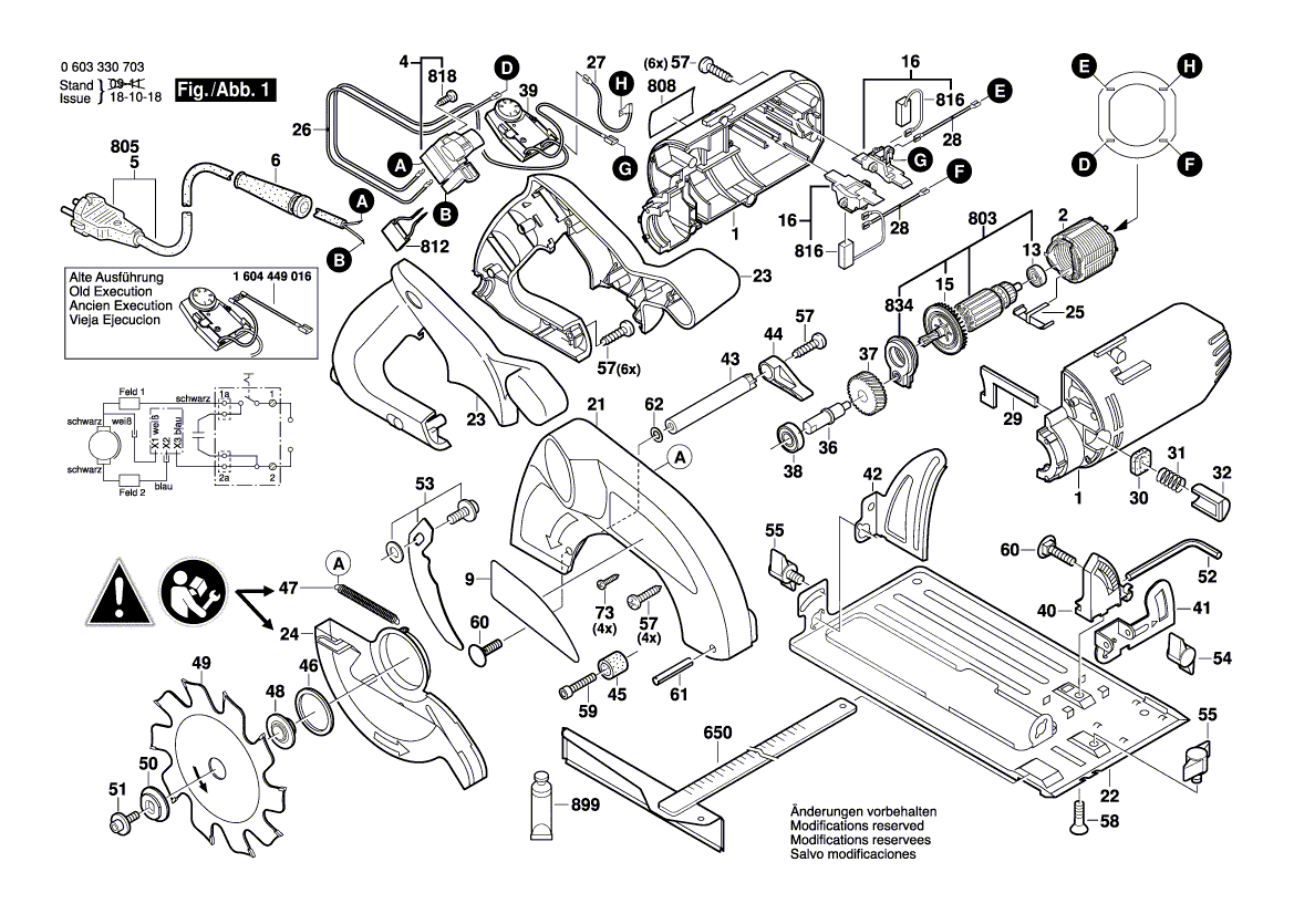 для ручной циркуляной пилы Bosch PKS 54 CE 230 V 0603330703, деталировка 1