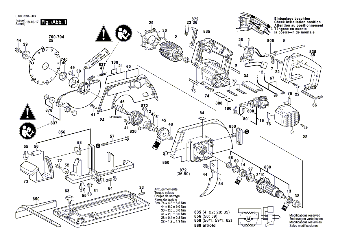 для ручной циркуляной пилы Bosch PKS 66 220 V 0603234503, деталировка 1