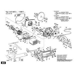 для ручной циркулярной пилы Bosch 220 V 0601551003, деталировка 1