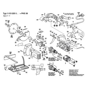 для ручной циркулярной пилы Bosch PKS 38 230 V 0603225803, деталировка 1