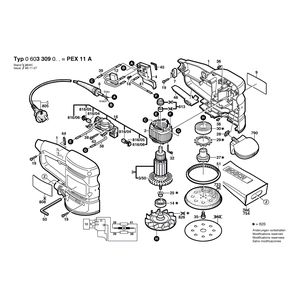 для эксцентриковой шлифмашины Bosch PEX 11 A 230 V 0603309003, деталировка 1