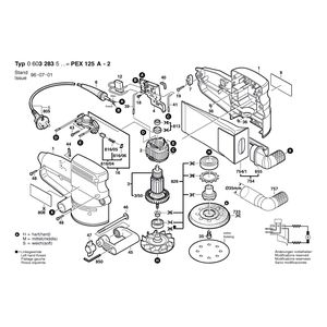 для эксцентриковой шлифмашины Bosch PEX 125 A-2 230 V 0603283503, деталировка 1