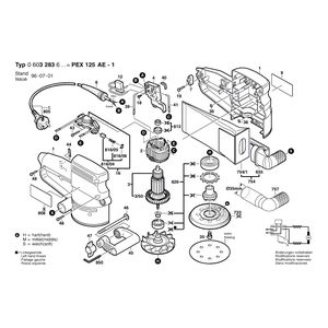 для эксцентриковой шлифмашины Bosch PEX 125 AE-1 230 V 0603283603, деталировка 1