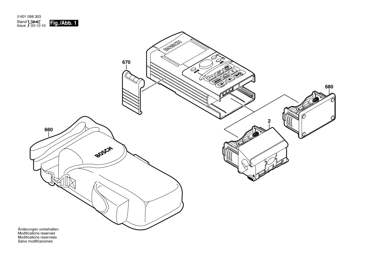 для лазерного дальномера Bosch DLE 150 0601098303, деталировка 1