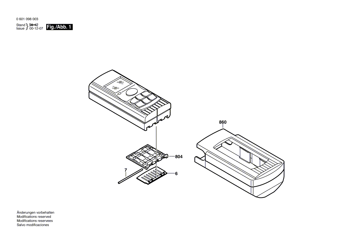 для лазерного дальномера Bosch DLE 30 0601098003, деталировка 1