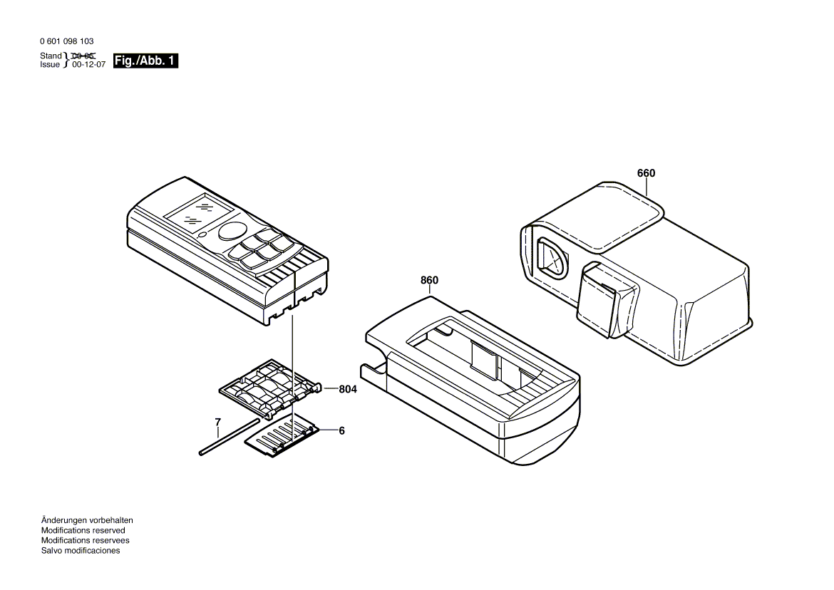 для лазерного дальномера Bosch DLE 30 PLUS 0601098103, деталировка 1