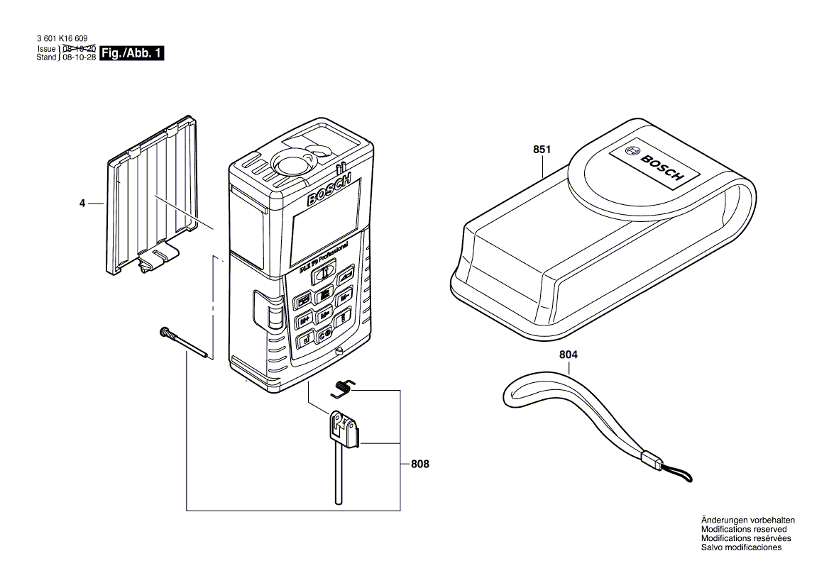 для лазерного дальномера Bosch DLE 70 3601K16609, деталировка 1