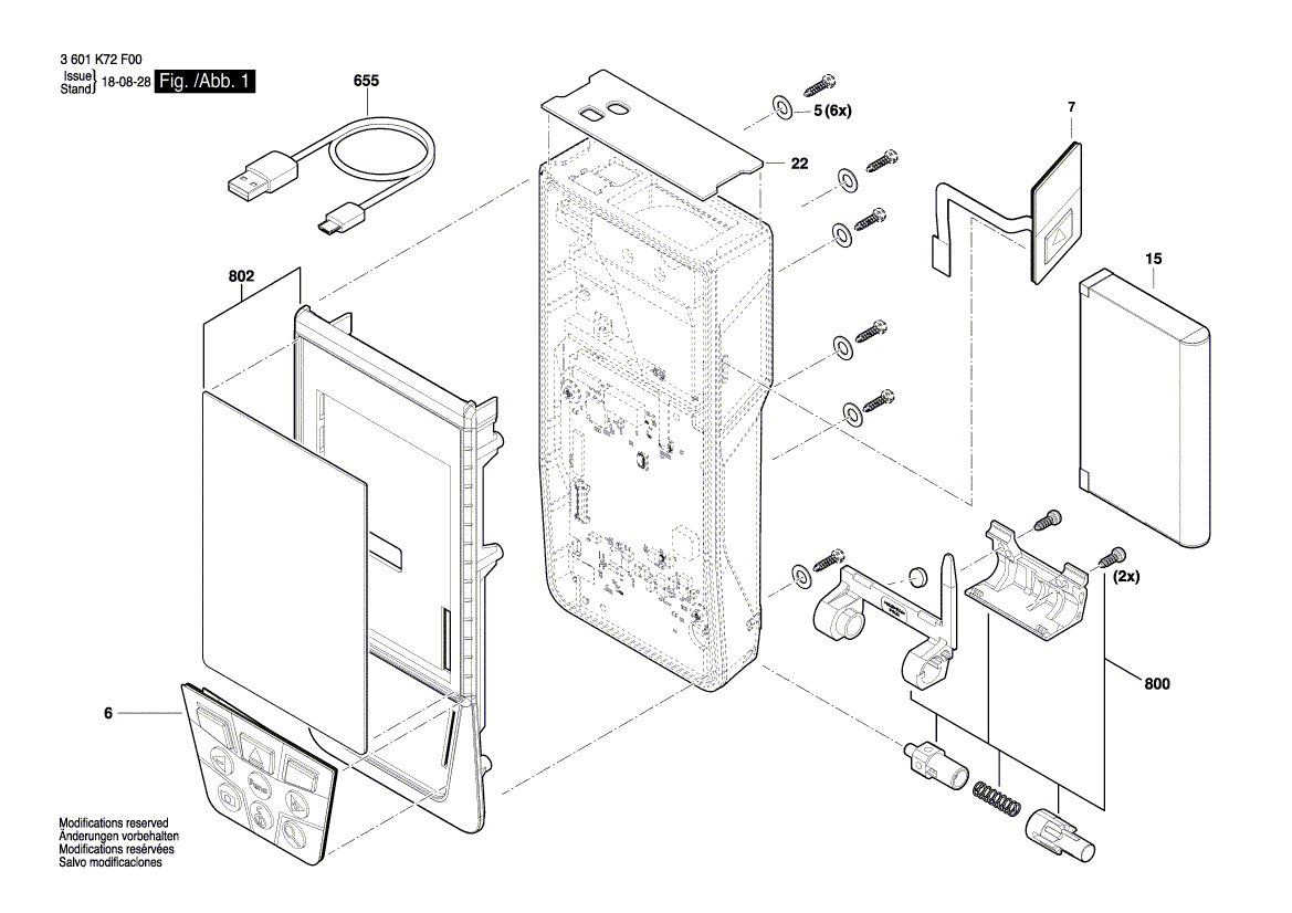 для лазерного дальномера Bosch GLM 120 C 3601K72F00, деталировка 1