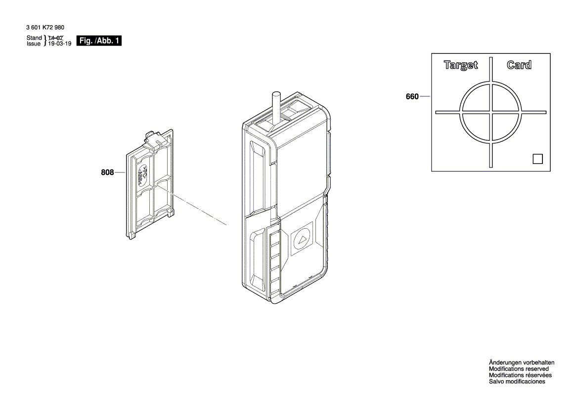 для лазерного дальномера Bosch GLM 40 3601K72900, деталировка 1