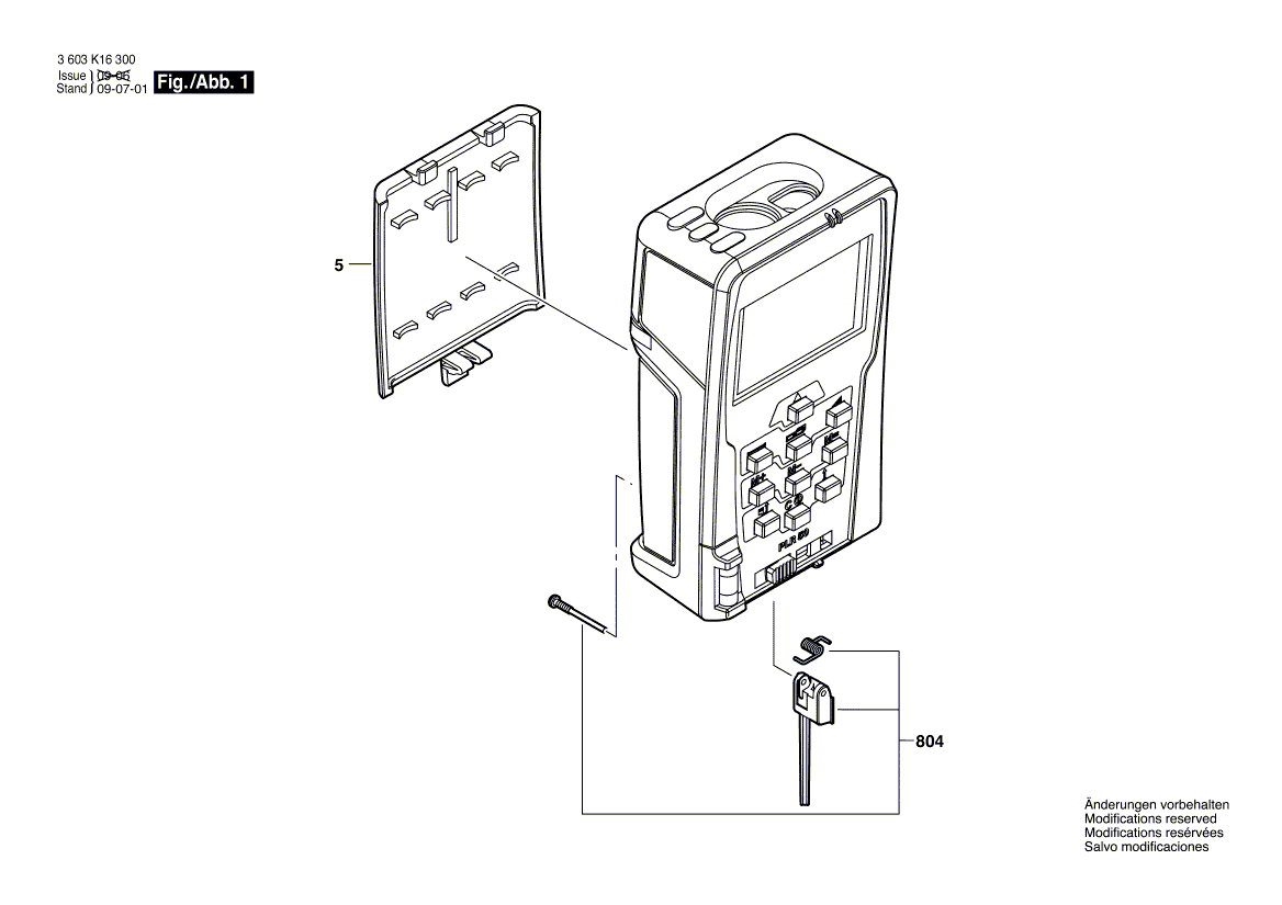 для лазерного дальномера Bosch PLR 50 3603K16300, деталировка 1