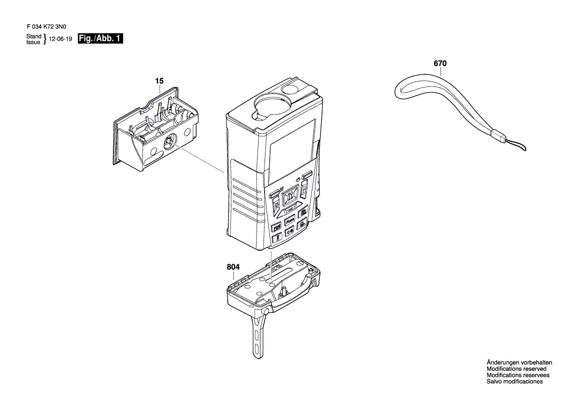 для лазерного дальномера Bosch RF25 F034K723N0, деталировка 1