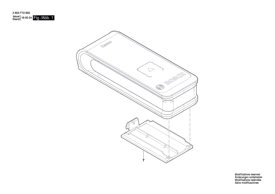 для лазерного дальномера Bosch ZAMO 3603F72600, деталировка 1