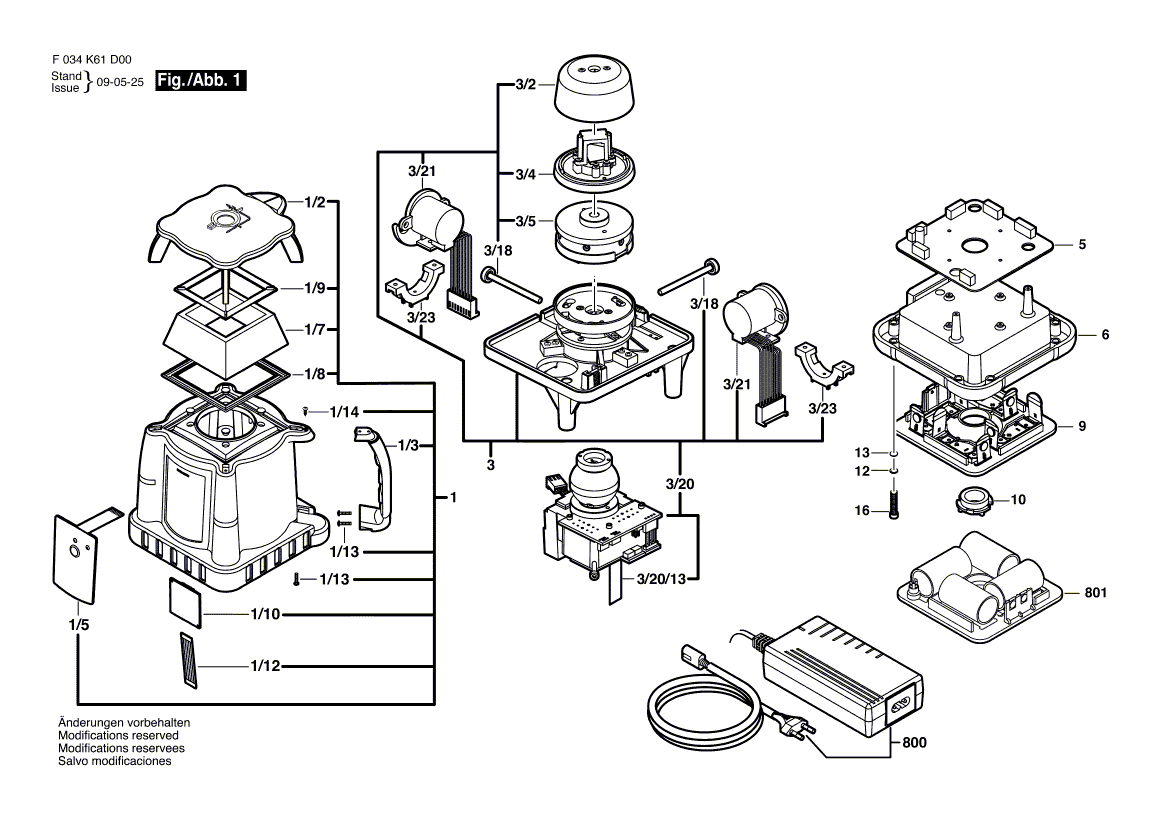 для лазерного нивелира Bosch PAL-200H Profile F034K61D00, деталировка 1