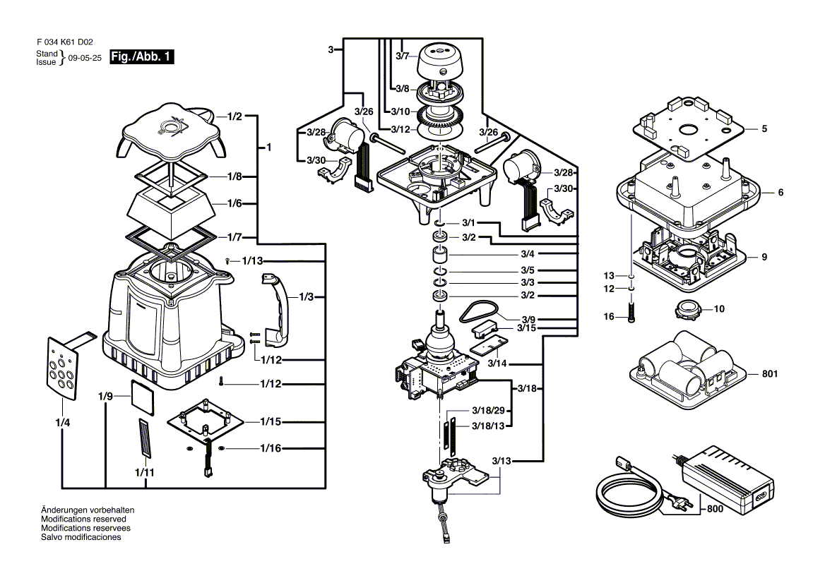 для лазерного нивелира Bosch PAL-300HV Profile F034K61D02, деталировка 1