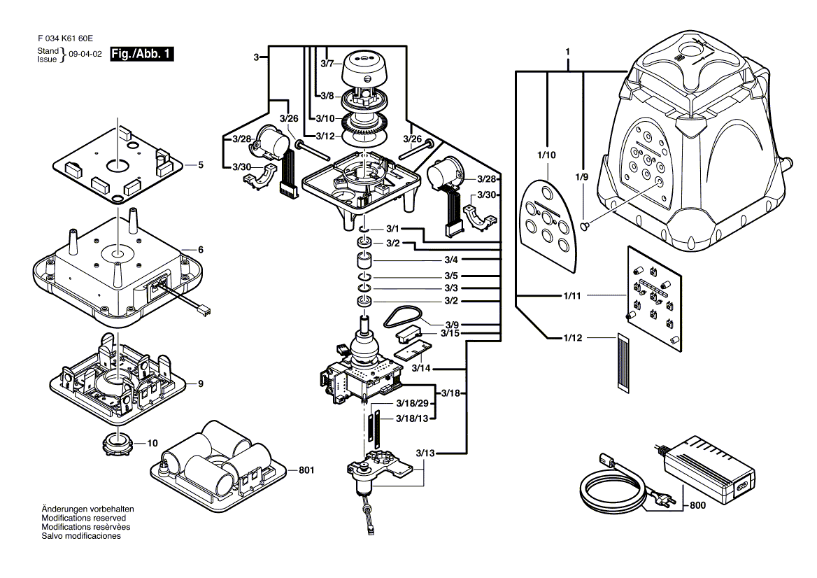 для лазерного нивелира Bosch PLP-190 Profile F034K6160X, деталировка 1