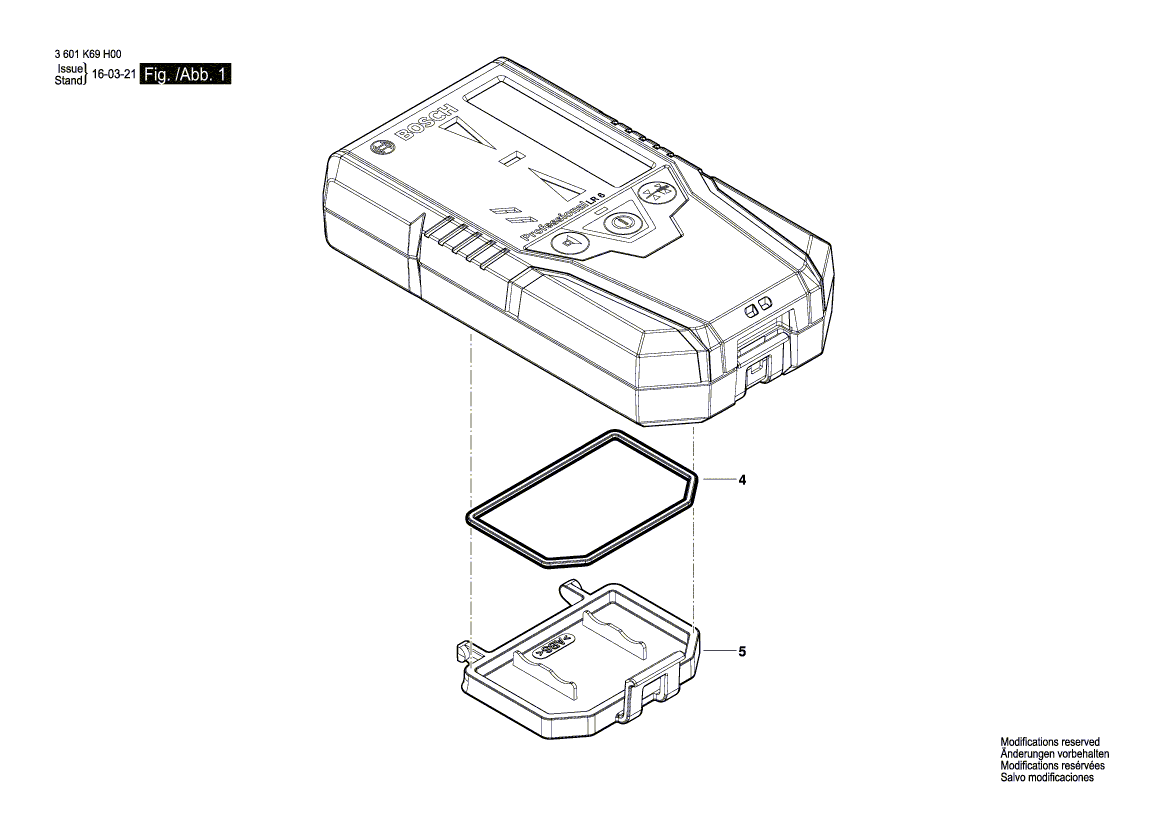 для лазерного приемника Bosch LR 6 3601K69H00, деталировка 1