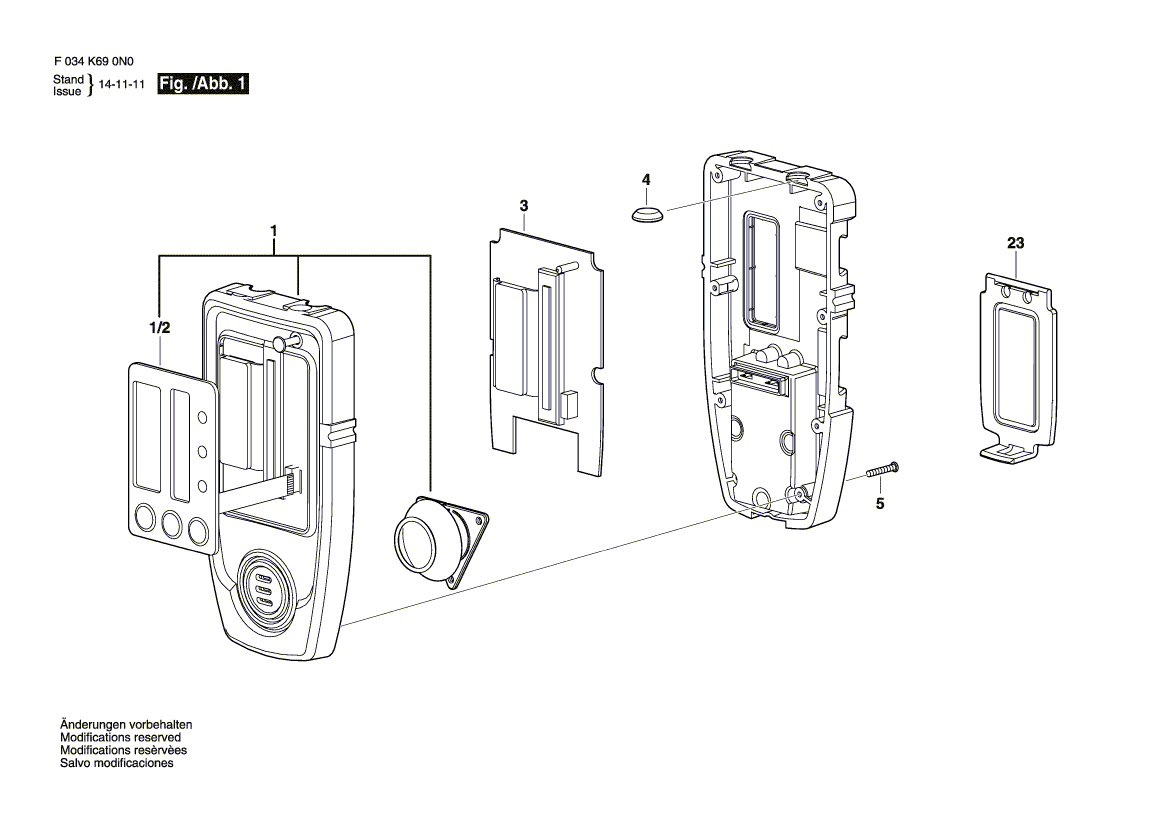 для лазерного приемника Bosch RD5 F034K690N0, деталировка 1