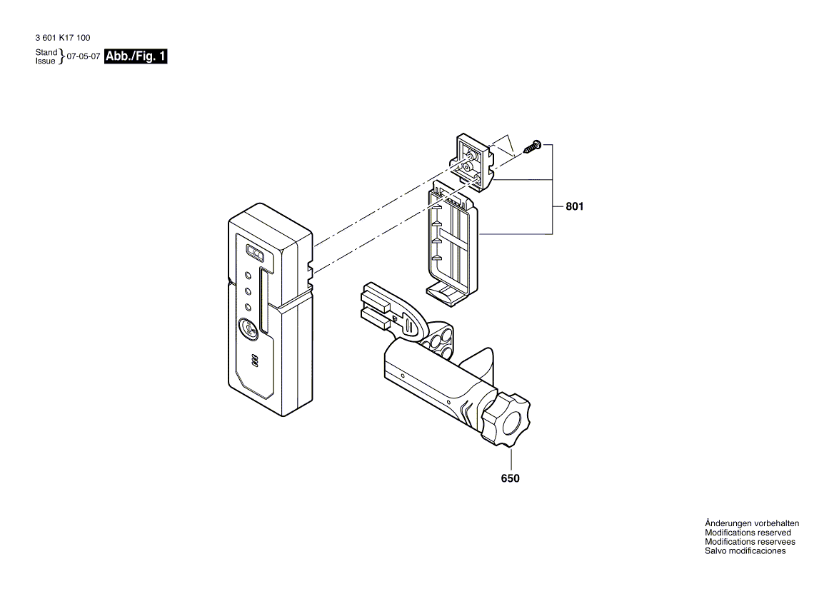 для светоприемника Bosch 3601K17100, деталировка 1