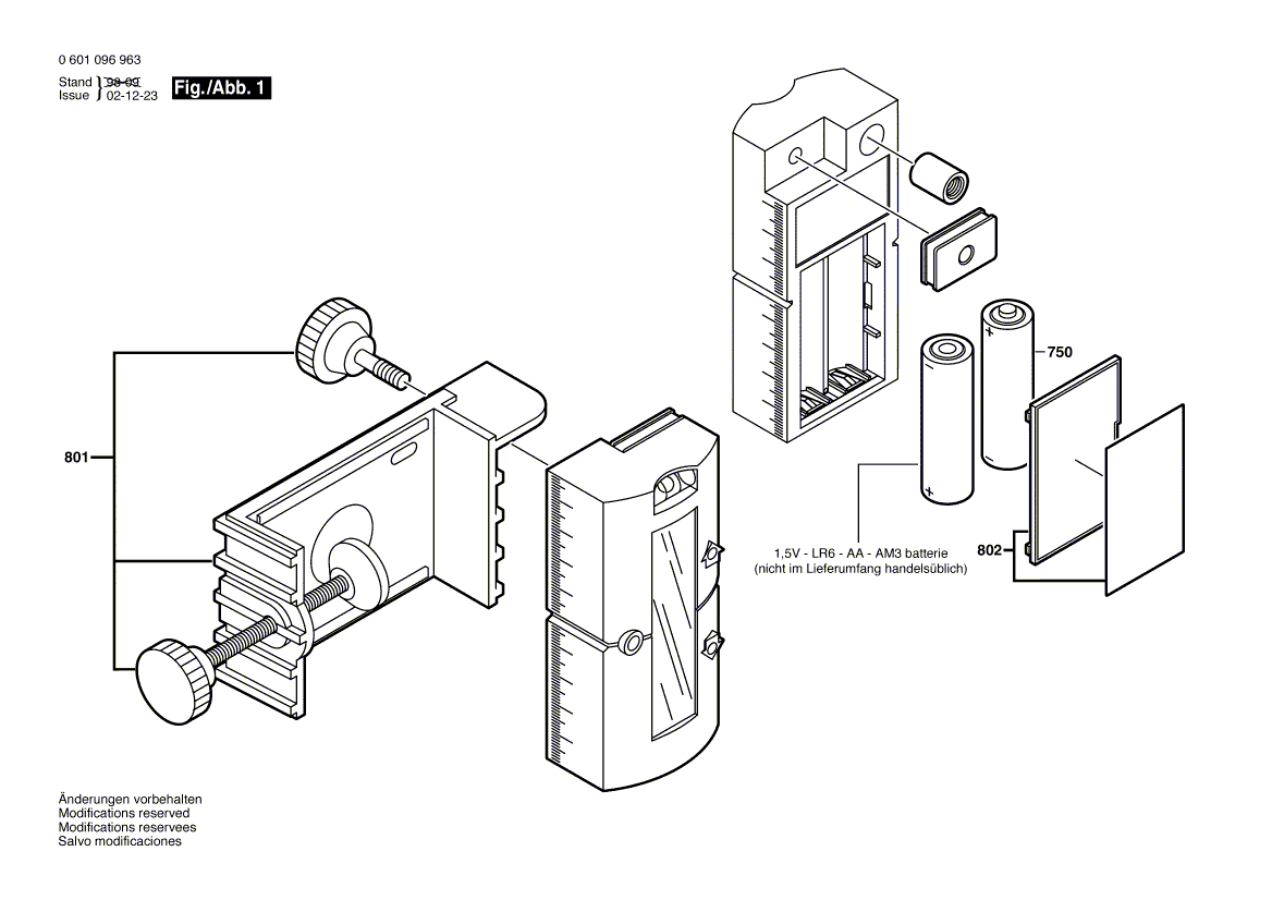 для светоприемника Bosch BLE 100 0601096963, деталировка 1