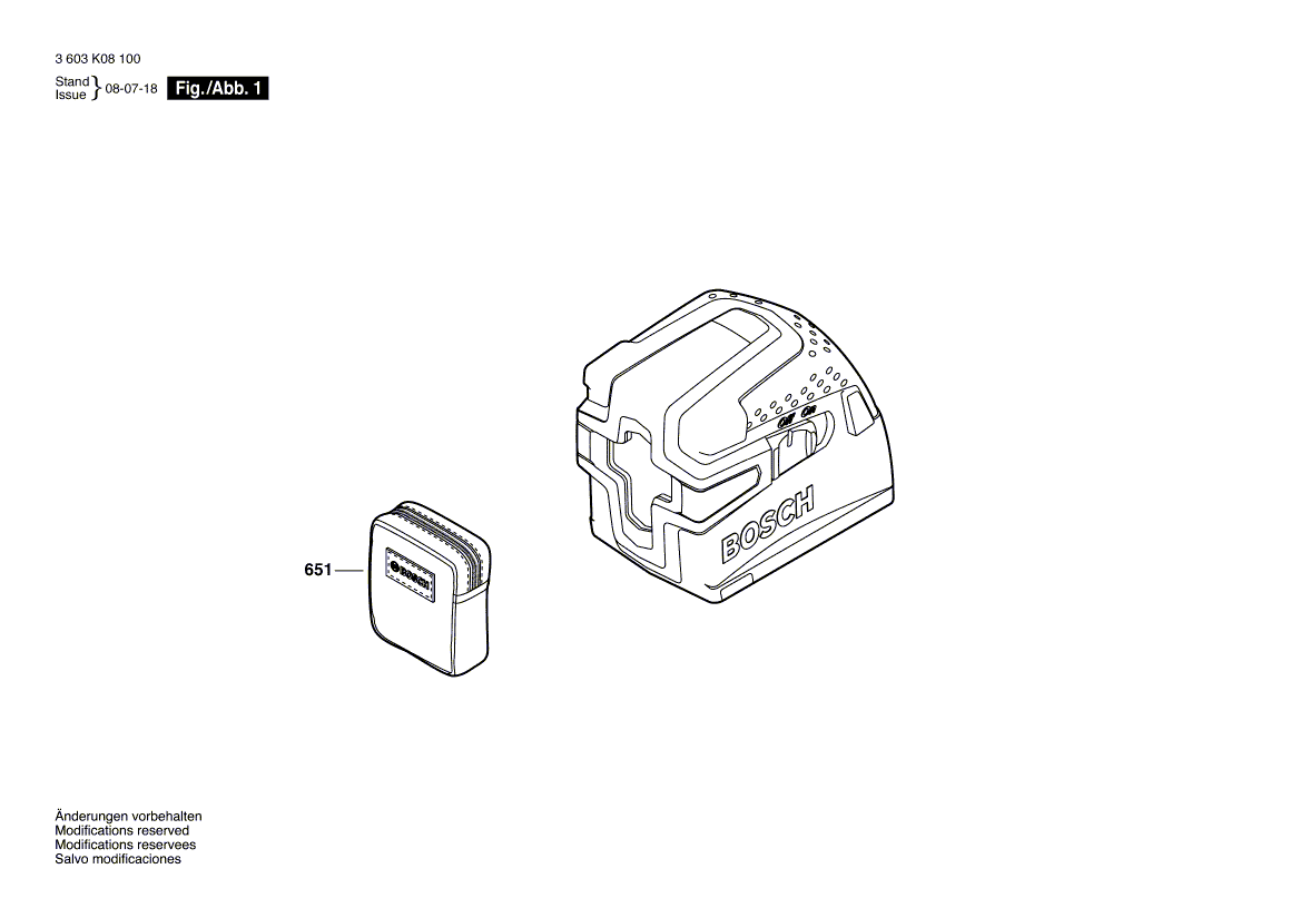 для лазерного трассировщика Bosch PCL 10 3603K08100, деталировка 1