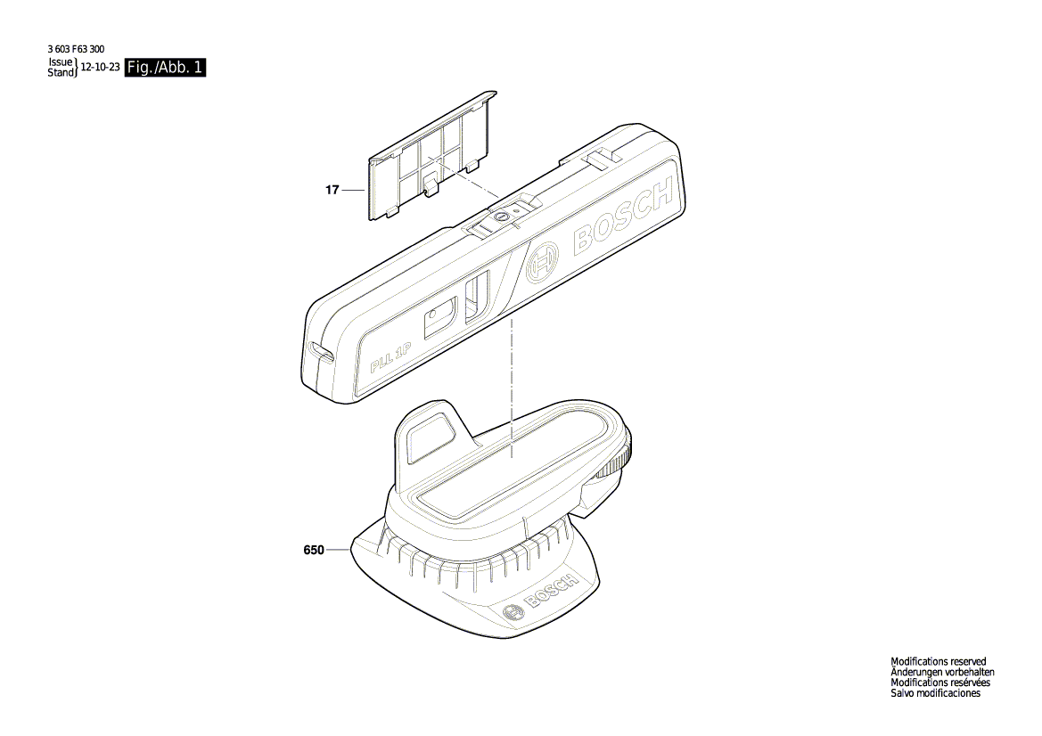 для лазерного трассировщика Bosch PLL1P 3603F63300, деталировка 1