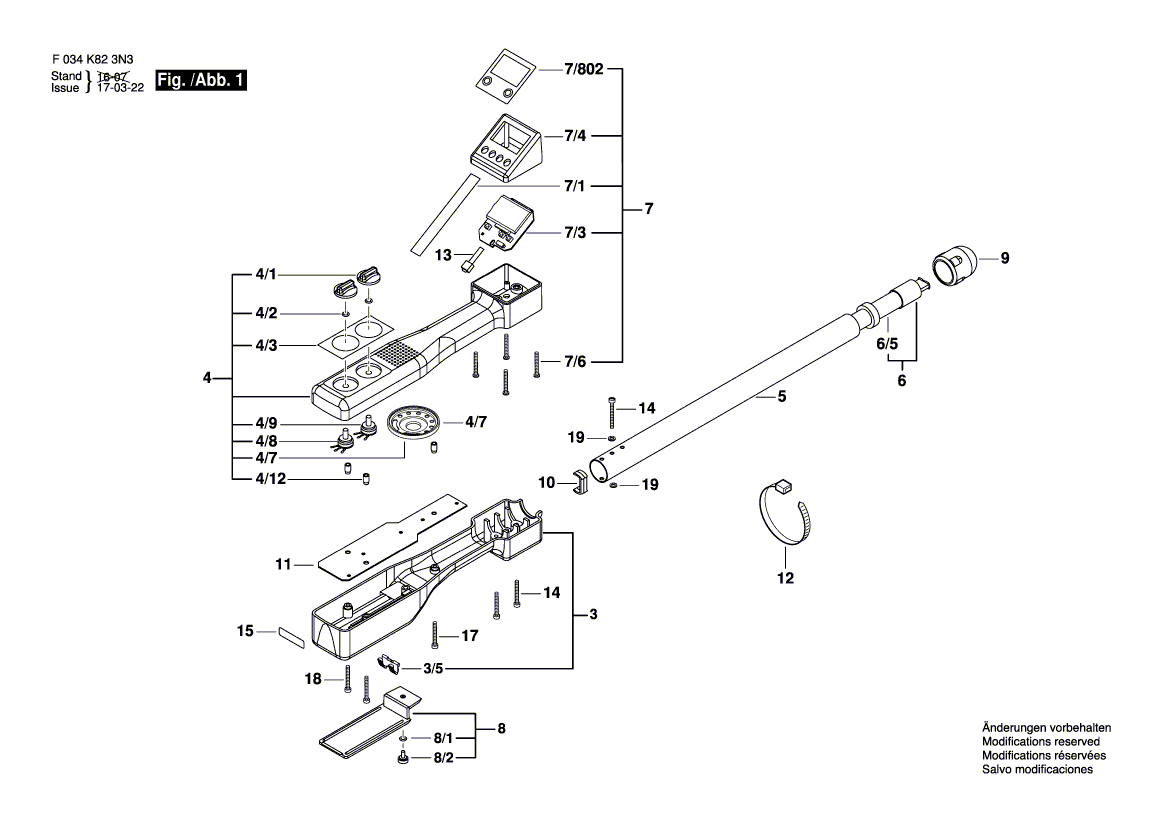 для металлодетектора Bosch 1-102 F034K823N3, деталировка 1