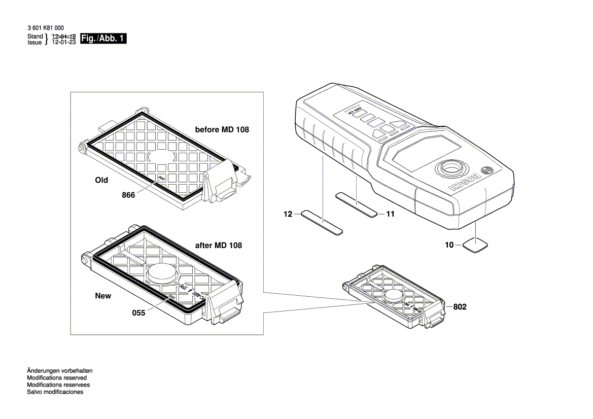 для металлодетектора Bosch GMS 120 3601K81000, деталировка 1