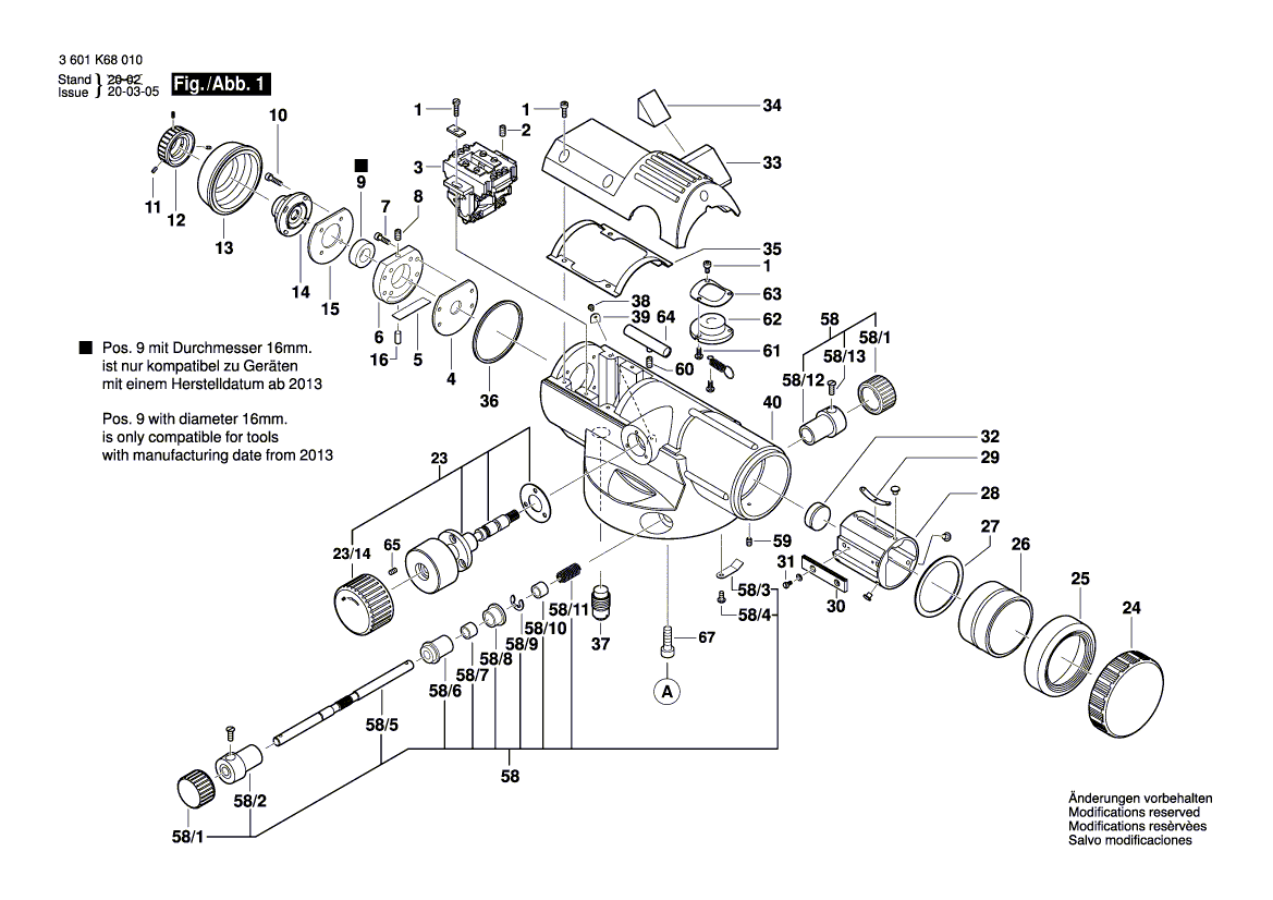 для оптического нивелира Bosch GOL 20 G 3601K68401, деталировка 1