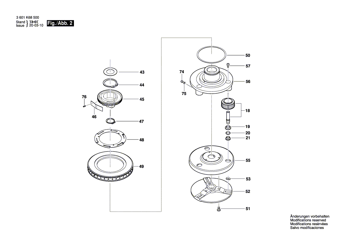 для оптического нивелира Bosch GOL 32 D 3601K68500, деталировка 2