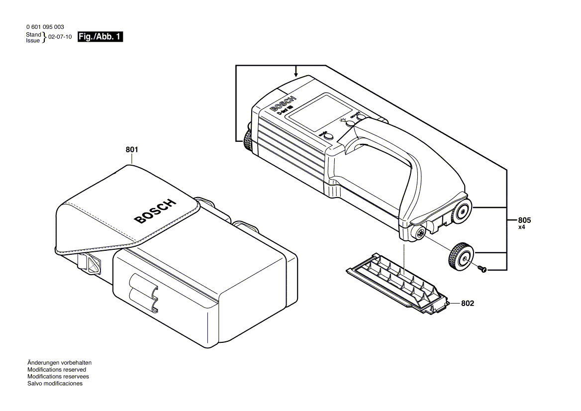 для универсального детектора Bosch D-TECT 100 0601095003, деталировка 1