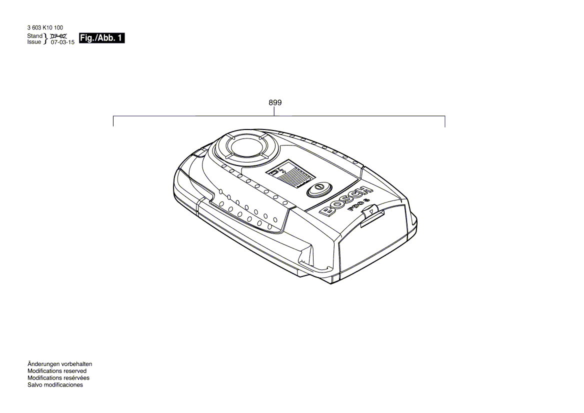 для универсального детектора Bosch PDO 6 3603K10100, деталировка 1