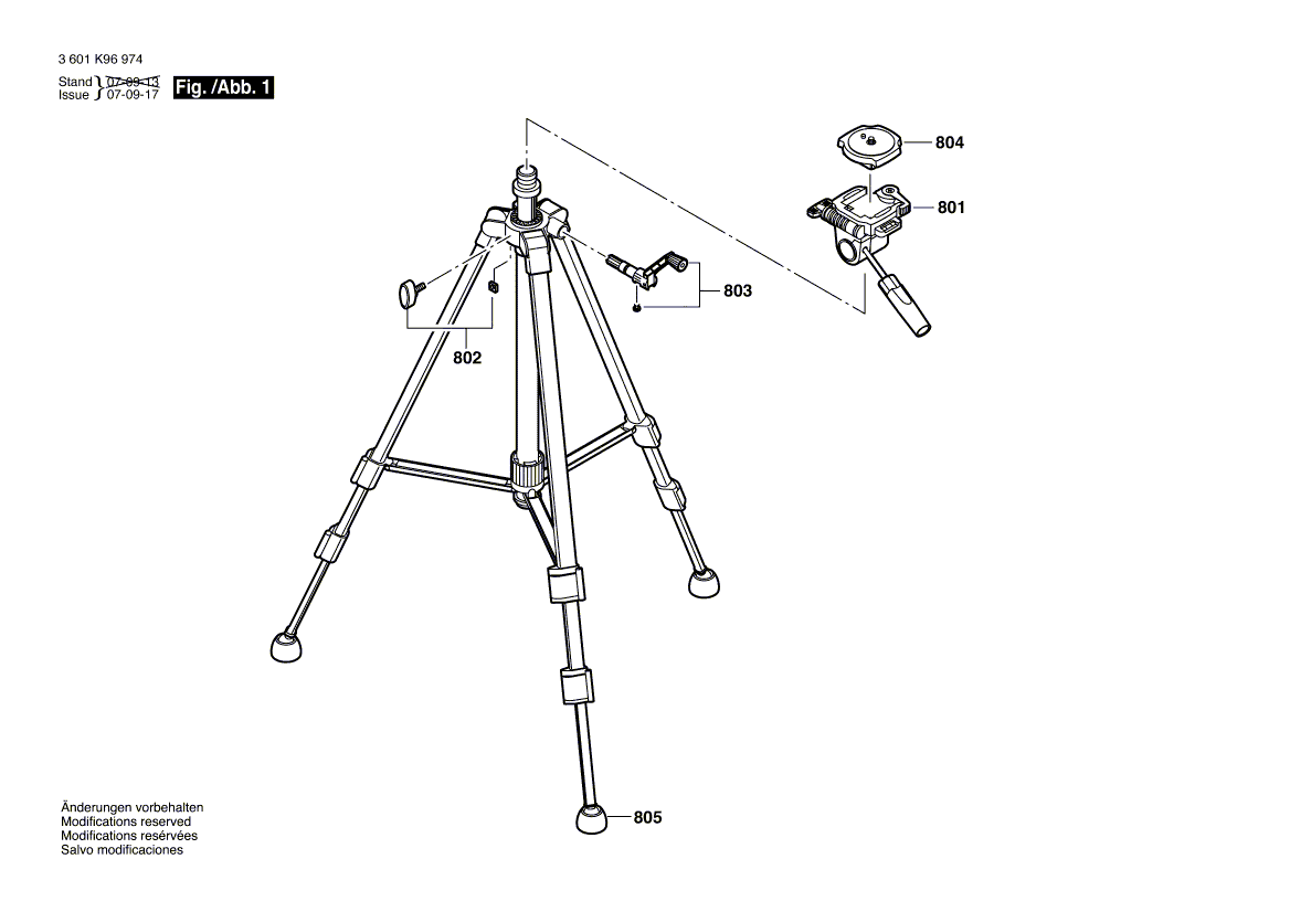 для штатива Bosch BS 150 3601K96974, деталировка 1