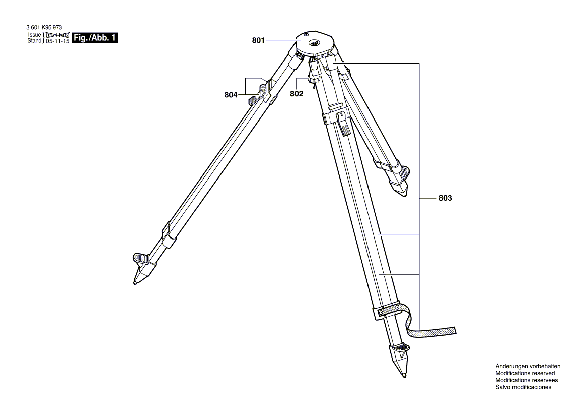 для штатива Bosch BS 170 3601K96973, деталировка 1