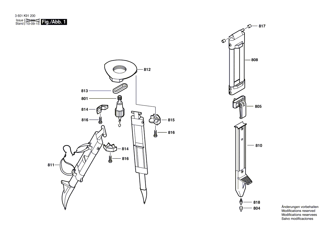 для штатива Bosch BT 160 3601K91200, деталировка 1