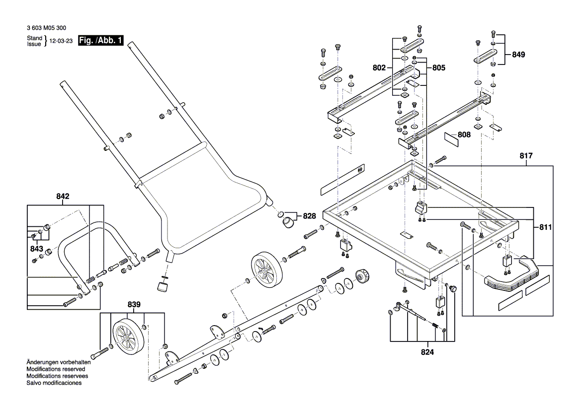 для штатива настольного Bosch PTA 2000 230 V 3603M05300, деталировка 1