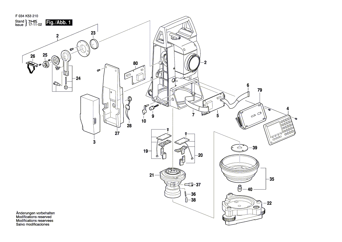 для тахеометра Bosch CST302R F034K532N0, деталировка 1