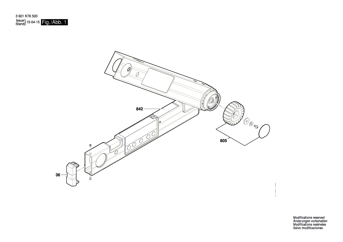 для угломера Bosch GAM 220 3601K76500, деталировка 1