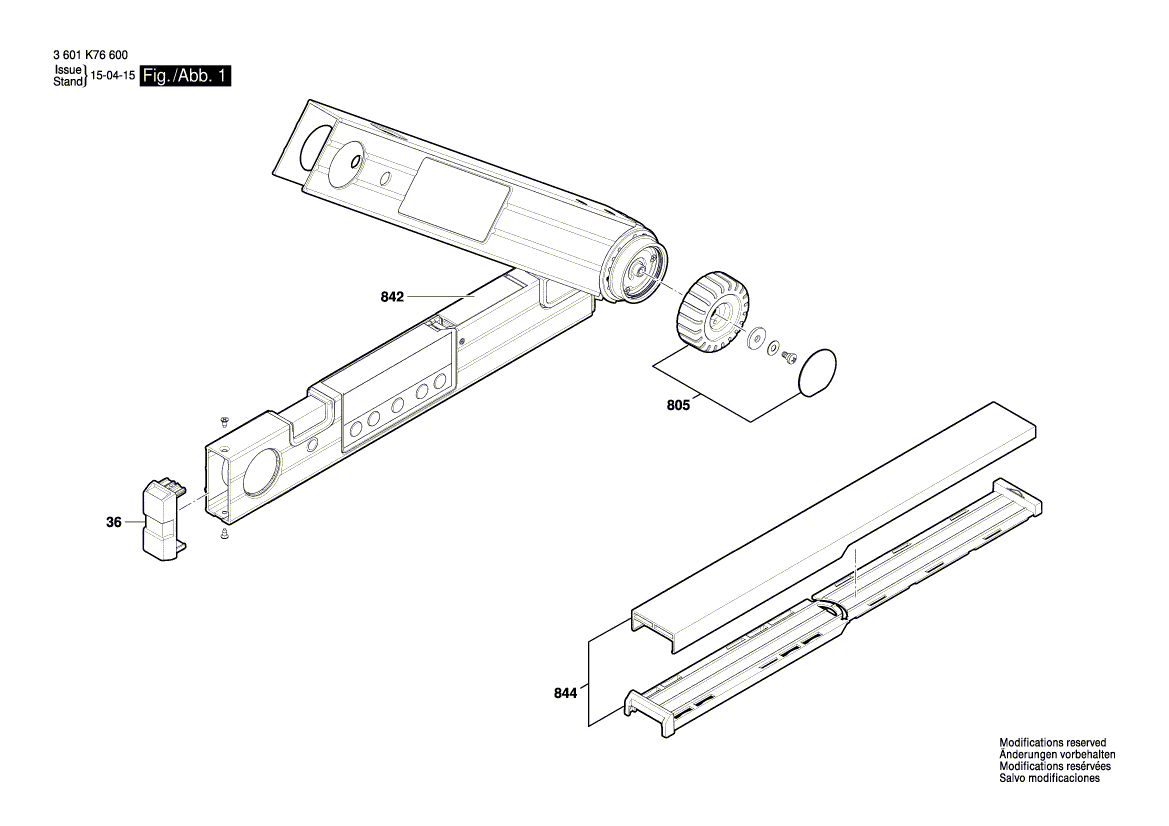 для угломера Bosch GAM 220 MF 3601K76600, деталировка 1