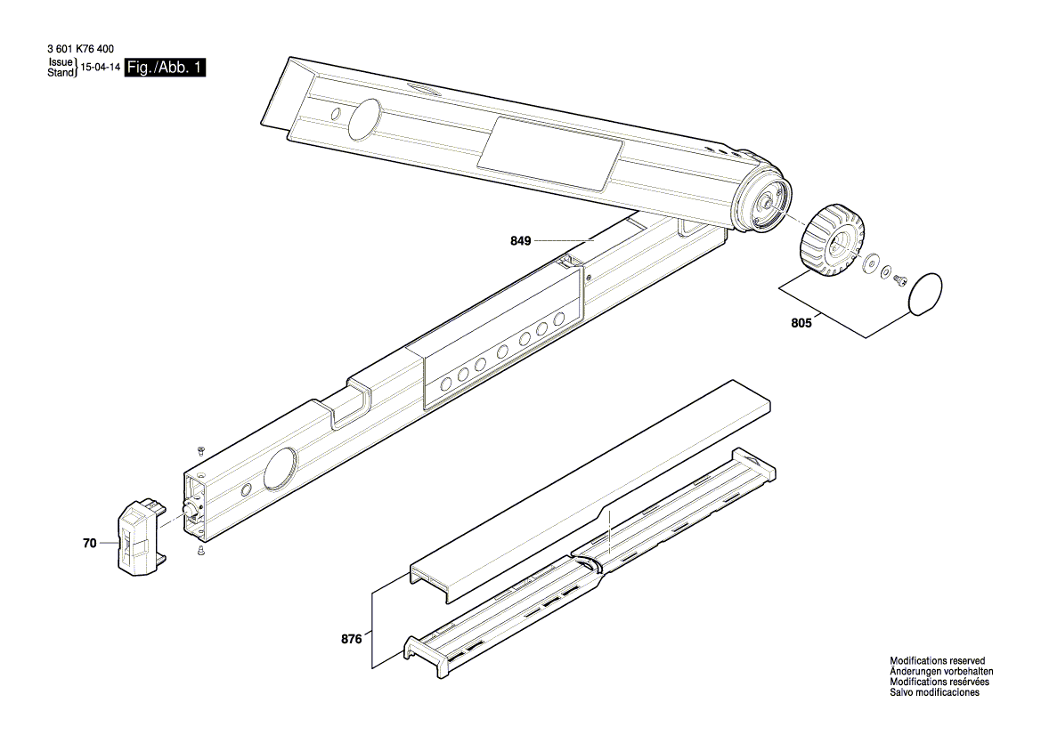 для угломера Bosch GAM 270 MFL 3601K76400, деталировка 1