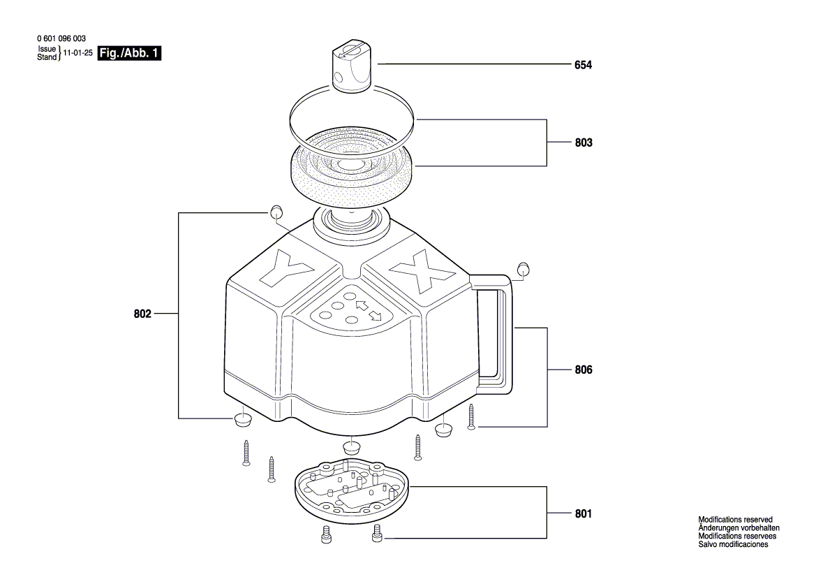 для строительного лазера Bosch BL 100 VHR 0601096003, деталировка 1