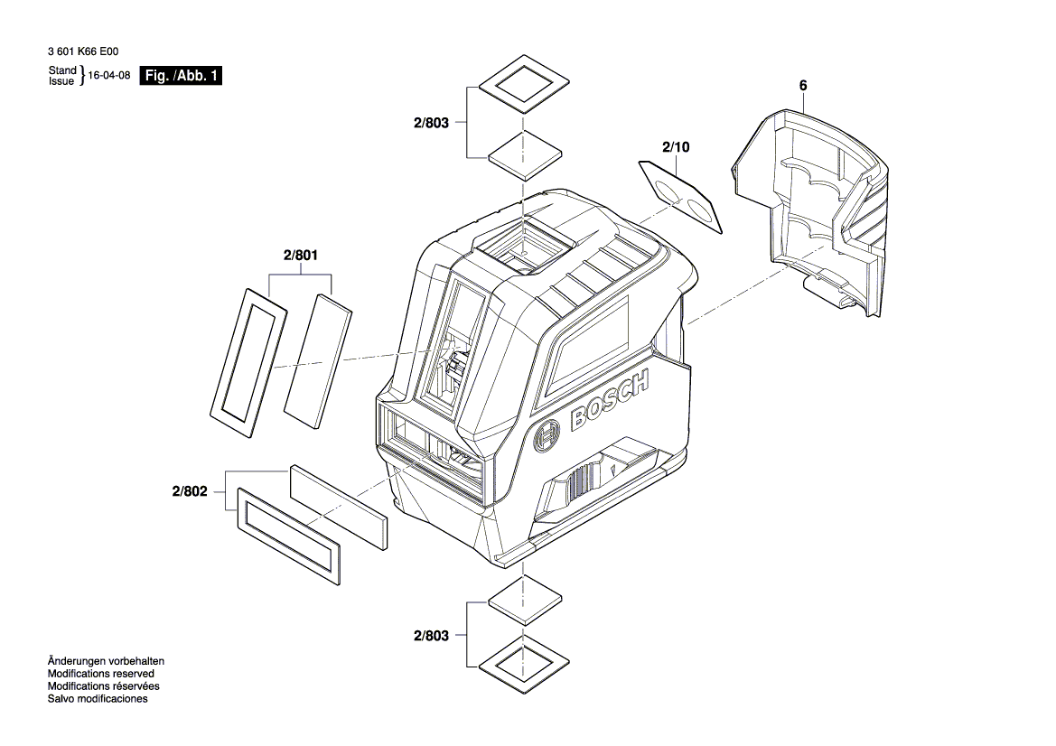 для строительного лазера Bosch GCL 2-15 3601K66E00, деталировка 1