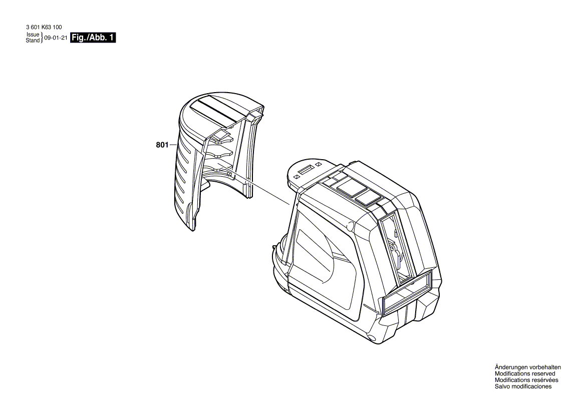 для строительного лазера Bosch GLL 2-50 3601K63100, деталировка 1